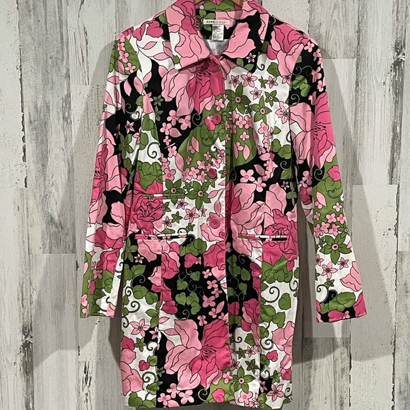 ALDO TREVI Vintage Floral Above Knee Jacket Size 8 - Picture 1 of 8